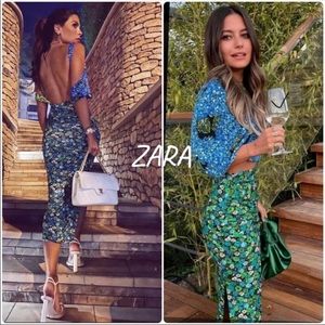 Zara Floral Print Dress XS NWT